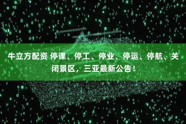 牛立方配资 停课、停工、停业、停运、停航、关闭景区,三亚最新公告!